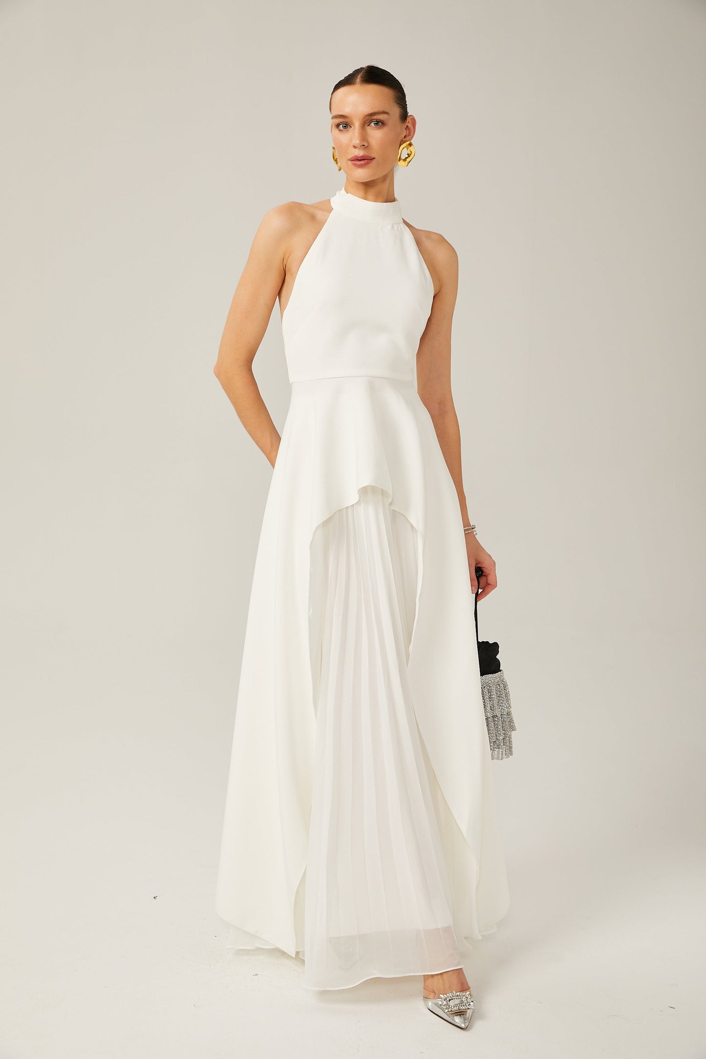 Atenea | Vestido largo con capas espalda abierta