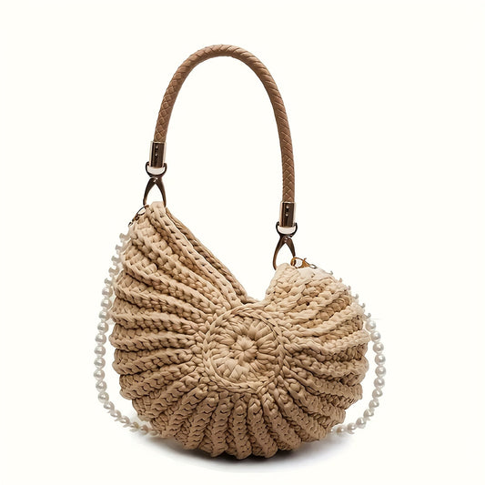 Mimosa | Bolso Tote Trenzado con Correa de Cadena - Marrón