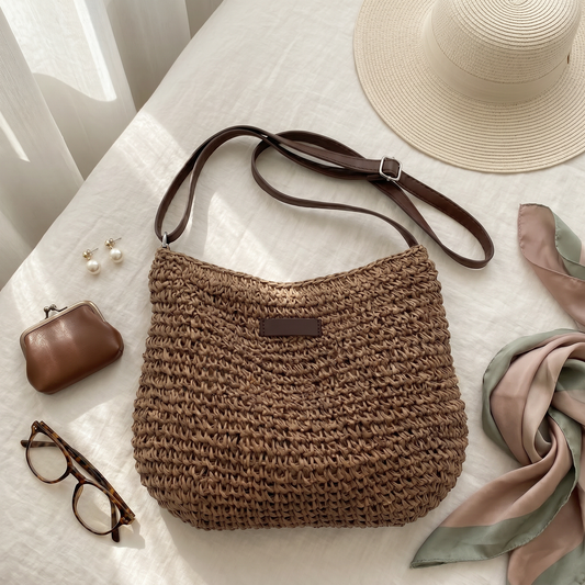 Iris | Bolso Trenzado Elegante - Marrón Oscuro