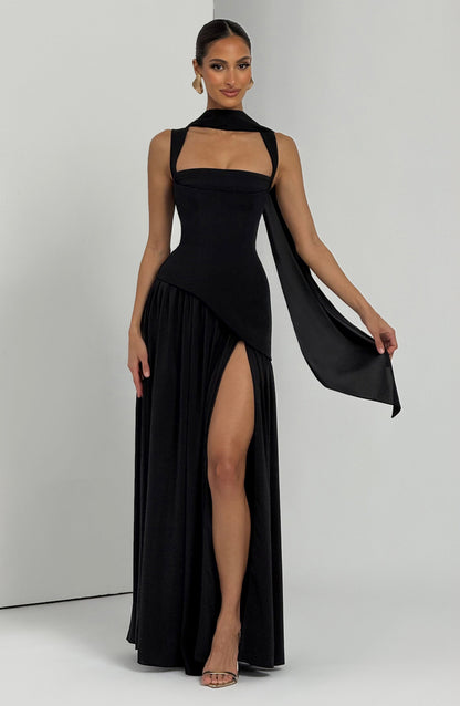 Artemisa | Vestido largo escote cuadrado y abertura lateral