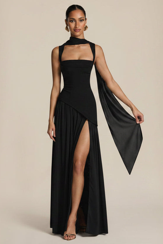 Artemisa | Vestido largo escote cuadrado y abertura lateral