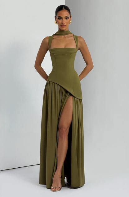Artemisa | Vestido largo escote cuadrado y abertura lateral