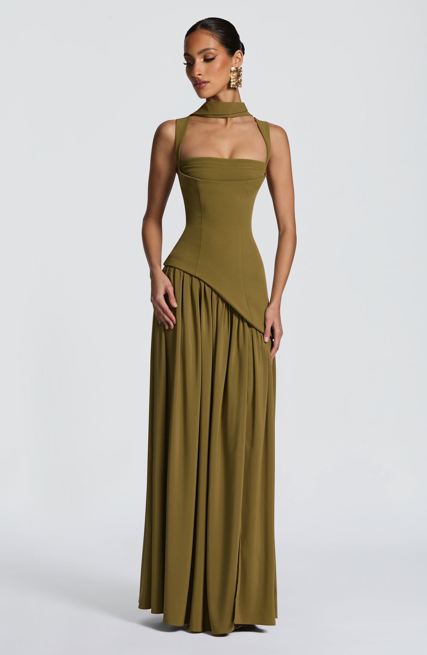 Artemisa | Vestido largo escote cuadrado y abertura lateral