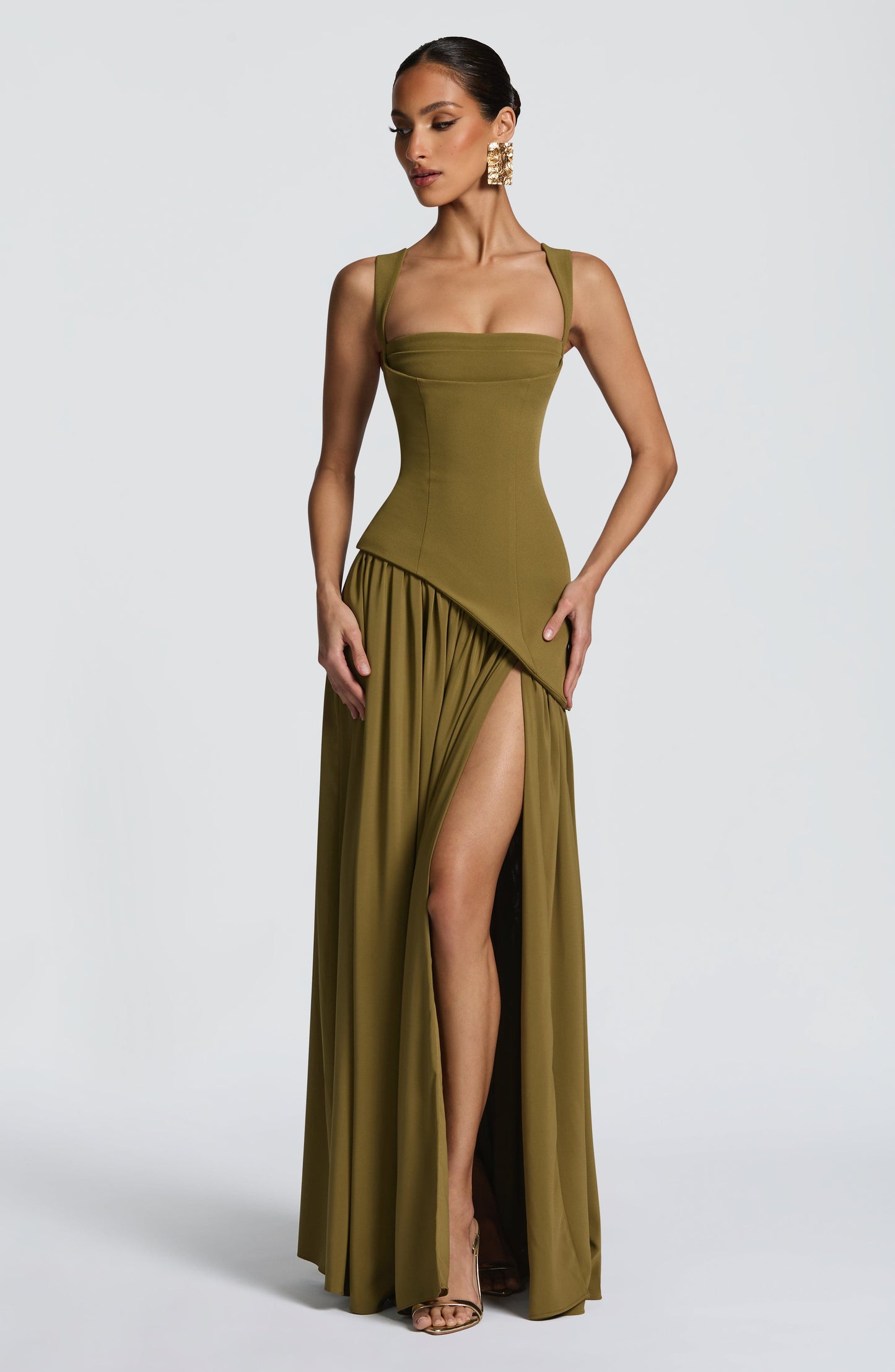 Artemisa | Vestido largo escote cuadrado y abertura lateral